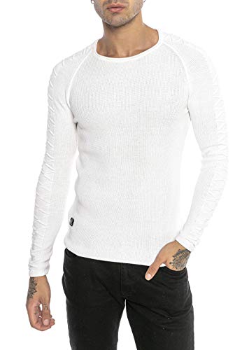 Red Bridge Herren Strickpullover Pullover Slim-Fit Cross Lines Weiß XL von Redbridge