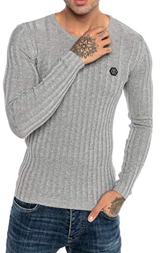 Red Bridge Herren Strickpullover Pullover Slim-Fit Up and Down Grau L von Redbridge