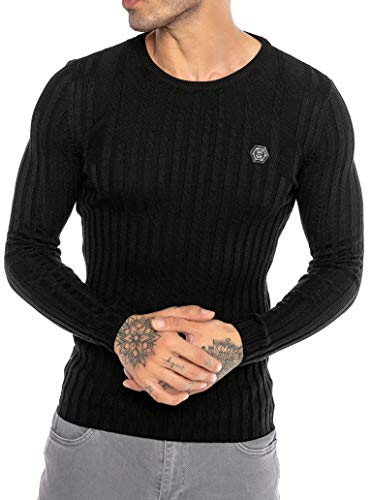 Red Bridge Herren Strickpullover Pullover Slim-Fit Up and Down Schwarz XL von Redbridge