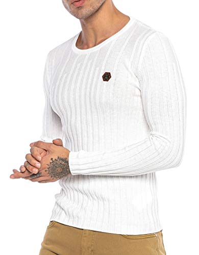 Red Bridge Herren Strickpullover Pullover Slim-Fit Up and Down Weiß L von Redbridge