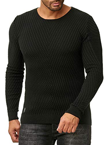 Red Bridge Herren Strickpullover Rundhals-Ausschnitt Pullover Schwarz L von Redbridge