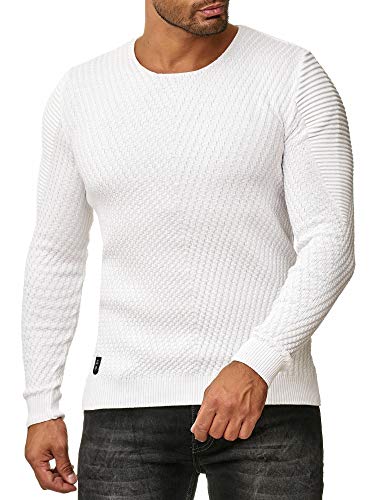 Red Bridge Herren Strickpullover Rundhals-Ausschnitt Pullover Weiß L von Redbridge