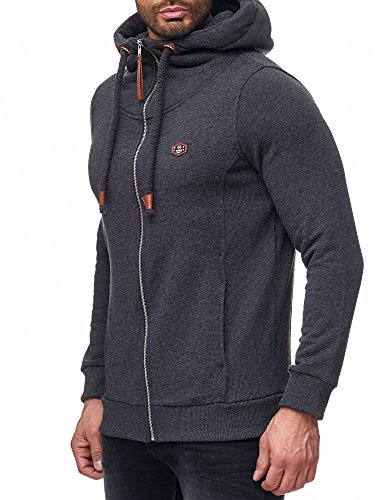 Red Bridge Herren Sweatshirt Sweatjacke Basic Sweat Kapuzenpullover Reißverschluss M2146 Dunkelgrau S von Redbridge