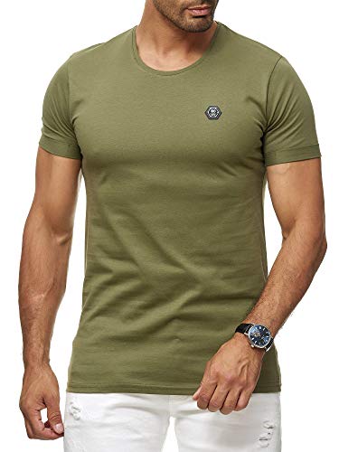 Red Bridge Herren T-Shirt Basic Kurzarm Shirt Baumwolle Rundhals Umgekrempelt Khaki XL von Redbridge