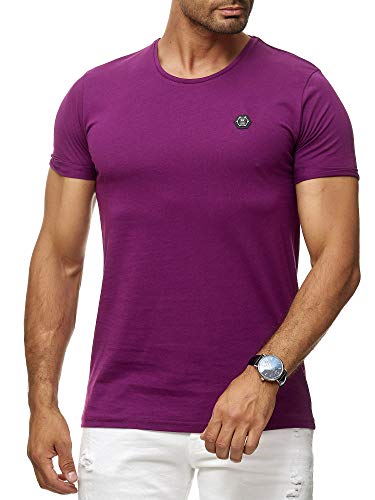 Red Bridge Herren T-Shirt Basic Kurzarm Shirt Baumwolle Rundhals Umgekrempelt Lila L von Redbridge