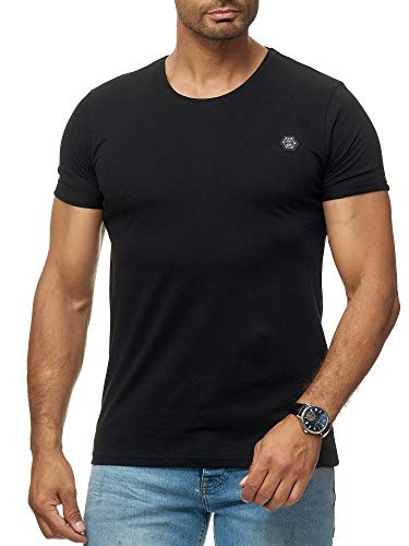 Red Bridge Herren T-Shirt Basic Kurzarm Shirt Baumwolle Rundhals Umgekrempelt Schwarz M von Redbridge