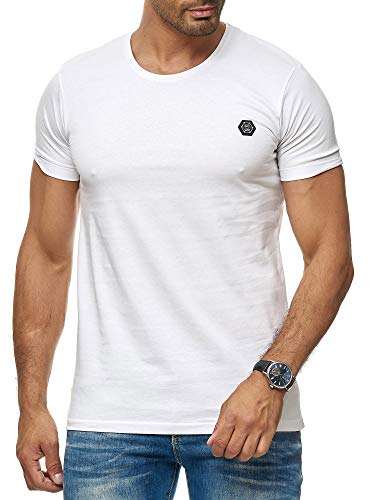 Red Bridge Herren T-Shirt Basic Kurzarm Shirt Baumwolle Rundhals Umgekrempelt Weiß L von Redbridge