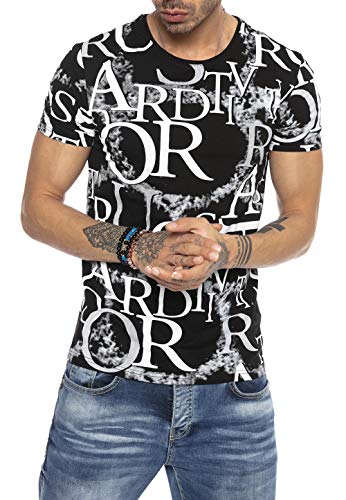 Red Bridge Herren T-Shirt Designer Allover Print Schwarz XL von Redbridge