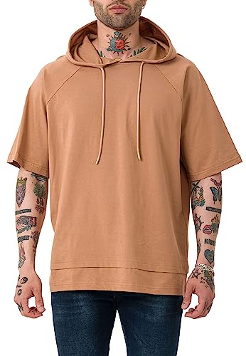 Red Bridge Herren T-Shirt Double Layer Oversized mit Kapuze Baumwolle Hellbraun XXL von Redbridge