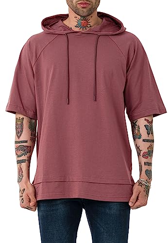 Red Bridge Herren T-Shirt Double Layer Oversized mit Kapuze Baumwolle Pflaume XL von Redbridge