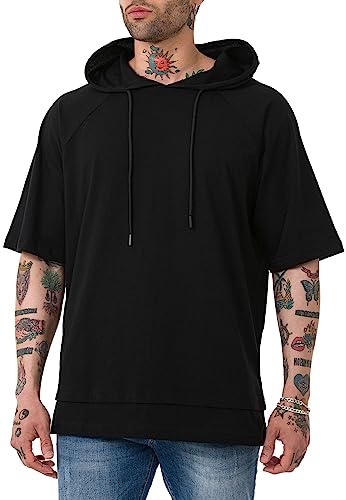 Red Bridge Herren T-Shirt Double Layer Oversized mit Kapuze Baumwolle Schwarz L von Redbridge