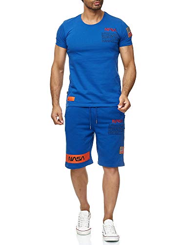 Red Bridge Herren T-Shirt und Shorts Jogginganzug Kurze Hose Set Sweat Pants NASA Logo M1295-M4854 Saxeblau M von Redbridge