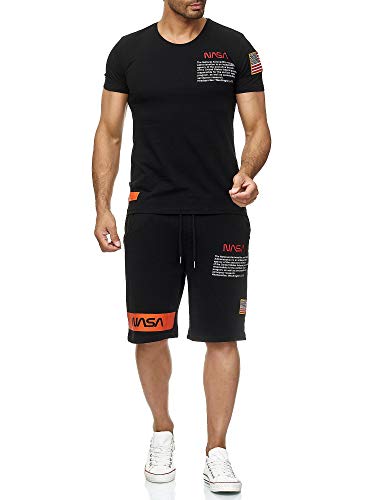 Red Bridge Herren T-Shirt und Shorts Jogginganzug Kurze Hose Set Sweat Pants NASA Logo M1295-M4854 Schwarz M von Redbridge