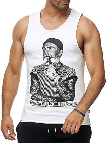 Redbridge Herren Tank Top Growing Old is Not for Sissies Tattoo Ärmellos M1840 Weiß M von Redbridge