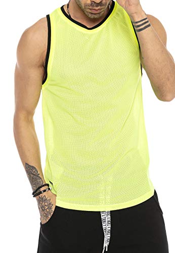 Red Bridge Herren Tank Top Mesh Fresh Air T-Shirt Ärmellos M1839 Gelb L von Redbridge