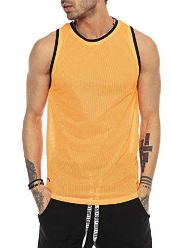 Red Bridge Herren Tank Top Mesh Fresh Air T-Shirt Ärmellos M1839 Orange L von Redbridge