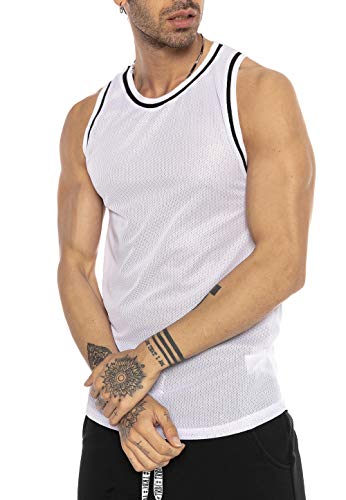 Red Bridge Herren Tank Top Mesh Fresh Air T-Shirt Ärmellos M1839 Weiß L von Redbridge