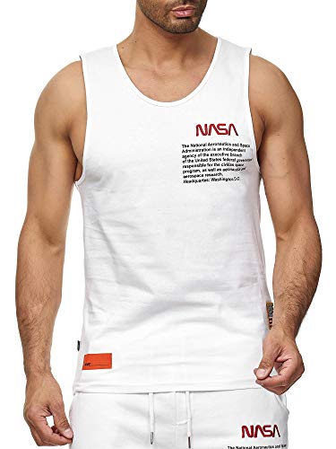 Red Bridge Herren Tank Top T-Shirt NASA Logo USA Ärmellos Baumwolle M1835 Weiß L von Redbridge