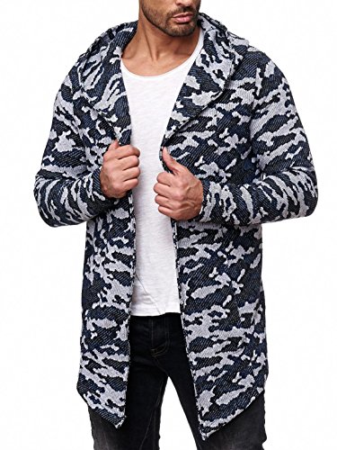 Red Bridge Männer Cardigan Strickjacke Camouflage Oversize Übergangsjacke mit Kapuze von Redbridge