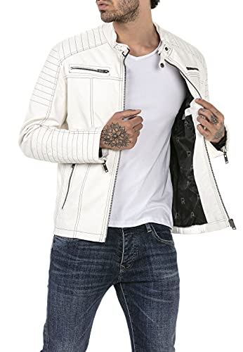 Redbridge Bikerjacke für Herren Kunstleder-Jacke Übergangsjacke Reißverschluss Weiß L von Redbridge