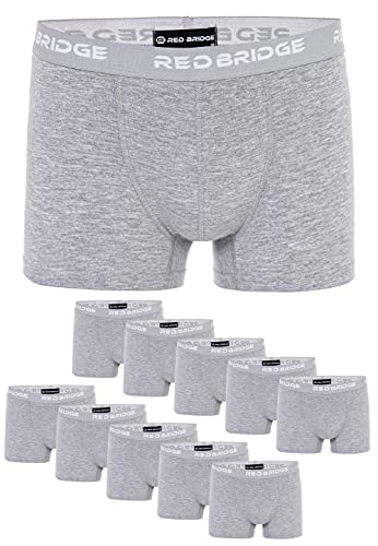 Redbridge Boxershorts Herren 10er-Pack Einfarbig Unifarben Slim Baumwolle Stretch Unterwäsche Basic Grau S von Redbridge