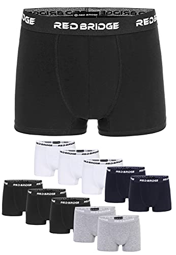 Redbridge Boxershorts Herren 10er-Pack Einfarbig Unifarben Slim Baumwolle Stretch Unterwäsche Basic Multicolor L von Redbridge