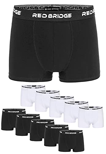 Redbridge Boxershorts Herren 10er-Pack Einfarbig Unifarben Slim Baumwolle Stretch Unterwäsche Basic Schwarz und Weiß 3XL von Redbridge