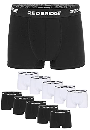 Redbridge Boxershorts Herren 10er-Pack Einfarbig Unifarben Slim Baumwolle Stretch Unterwäsche Basic Schwarz und Weiß XL von Redbridge