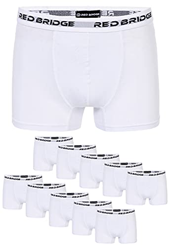 Redbridge Boxershorts Herren 10er-Pack Einfarbig Unifarben Slim Baumwolle Stretch Unterwäsche Basic Weiß 3XL von Redbridge