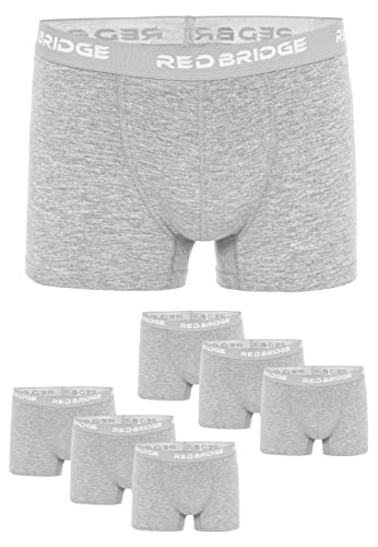 Redbridge Boxershorts Herren 6er-Pack Einfarbig Unifarben Slim Baumwolle Stretch Unterwäsche Basic Grau XL von Redbridge