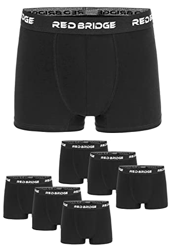 Redbridge Boxershorts Herren 6er-Pack Einfarbig Unifarben Slim Baumwolle Stretch Unterwäsche Basic Schwarz L von Redbridge