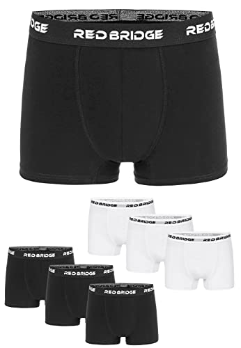 Redbridge Boxershorts Herren 6er-Pack Einfarbig Unifarben Slim Baumwolle Stretch Unterwäsche Basic Schwarz Weiß M von Redbridge