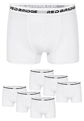 Redbridge Boxershorts Herren 6er-Pack Einfarbig Unifarben Slim Baumwolle Stretch Unterwäsche Basic Weiß 3XL von Redbridge