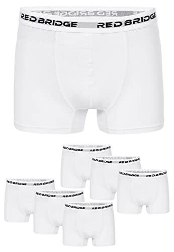 Redbridge Herren Boxershorts Set – 6er Pack enganliegende Unterhosen aus Baumwolle – Elastischer Bund mit Logo – Bequeme Unterwäsche im klassischen Schnitt Weiß XXL von Redbridge