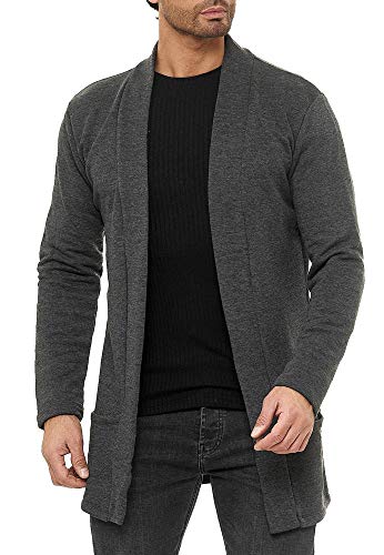 Redbridge Cardgigan für Herren Jacke Sweat-Jacke Sakko Long Cut Anthrazit L von Redbridge