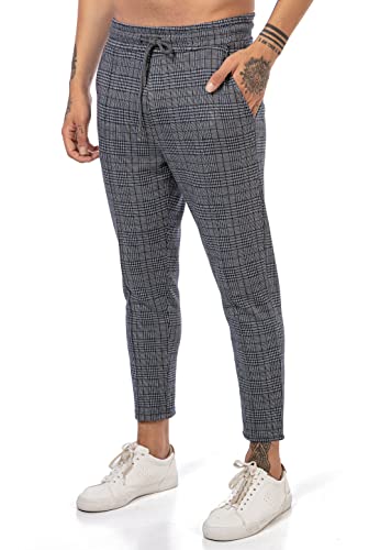 Redbridge Chino-Hose für Herren Freizeithose kariert mit Gummibund Jogg-Pants Casual Grau XXL von Redbridge