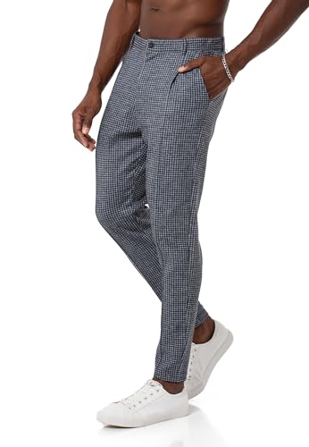 Redbridge Chino-Hose für Herren Freizeithose kariert mit Gummibund Jogg-Pants Casual Schwarz-Weiss S von Redbridge