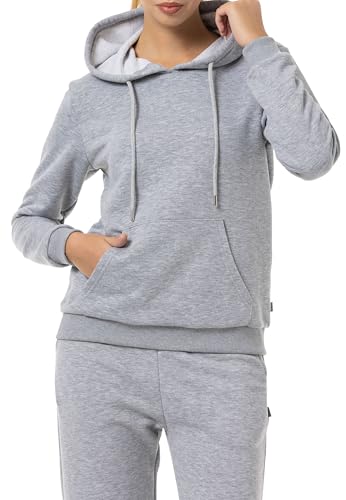 Redbridge Damen Hoodie Bequemer Kapuzenpullover mit Kängurutasche Lässiger Sweatshirt-Look für Alltag und Freizeit Grau-Melange XS von Redbridge