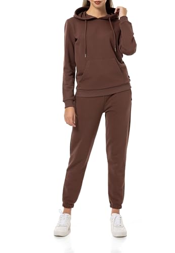 Redbridge Damen Jogginganzug Bequemer Zweiteiler mit Hoodie und Jogginghose Lässiger Freizeitanzug für Sport und Alltag Braun M von Redbridge
