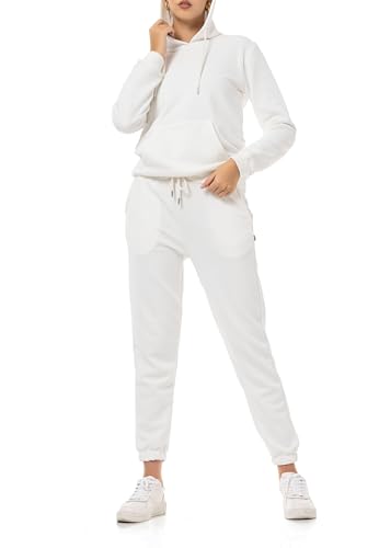Redbridge Damen Jogginganzug Bequemer Zweiteiler mit Hoodie und Jogginghose Lässiger Freizeitanzug für Sport und Alltag Ecru S von Redbridge