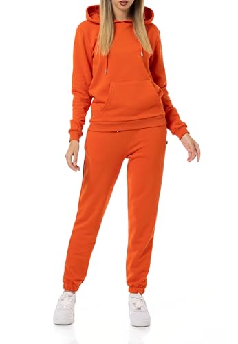 Redbridge Damen Jogginganzug Bequemer Zweiteiler mit Hoodie und Jogginghose Lässiger Freizeitanzug für Sport und Alltag Orange L von Redbridge