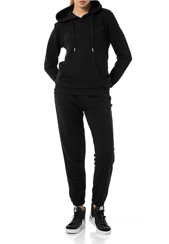 Redbridge Damen Jogginganzug Bequemer Zweiteiler mit Hoodie und Jogginghose Lässiger Freizeitanzug für Sport und Alltag Schwarz L von Redbridge