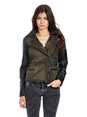 Redbridge Damen Übergangsjacke Kunst- Lederjacke Twin-Part Biker Kunstlederjacke R42453 S Khaki von Redbridge