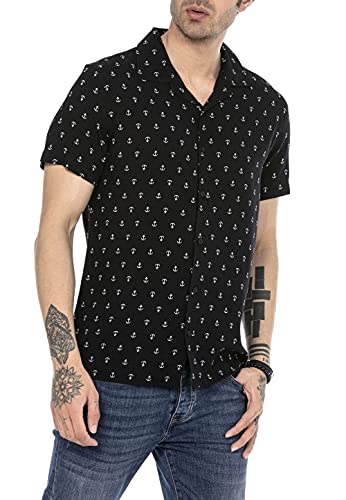 Redbridge Luftiges Freizeithemd Leichter Stoff Casual Hemd Kurzarm Schwarz M von Redbridge