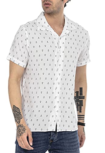 Redbridge Hemd für Herren Freizeit-Hemd Kurzarm Casual Leichter Stoff Anker Weiß XL von Redbridge