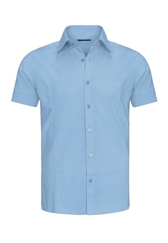 Redbridge Hemd für Herren Freizeithemd Kurzarm Business Casual Hochzeit Elegant Slim Fit XL Light Blau von Redbridge