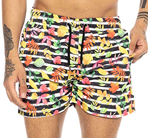 Redbridge Herren Badehose Badeshorts kurz schnelltrocknend Floral Horizontal Stripes Mehrfarbig S von Redbridge