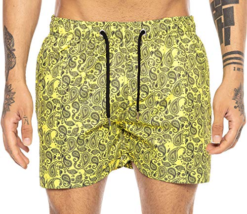 Redbridge Herren Badehose Badeshorts kurz schnelltrocknend Paisley Gelb M von Redbridge