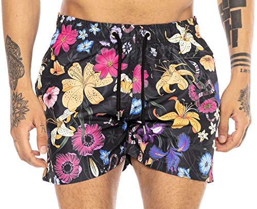 Redbridge Herren Badehose Badeshorts kurz schnelltrocknend Tropic Jungle Schwarz M von Redbridge