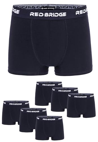 Redbridge Herren Boxershorts Set – 6er Pack enganliegende Unterhosen aus Baumwolle – Elastischer Bund mit Logo – Bequeme Unterwäsche im klassischen Schnitt Blau L von Redbridge